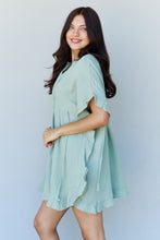 Load image into Gallery viewer, Out Of Time Full Size Ruffle Hem Dress with Drawstring Waistband in Light Sage
