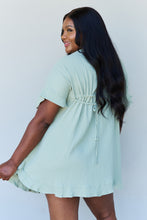 Load image into Gallery viewer, Out Of Time Full Size Ruffle Hem Dress with Drawstring Waistband in Light Sage
