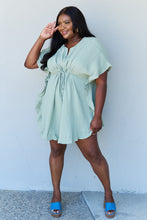 Load image into Gallery viewer, Out Of Time Full Size Ruffle Hem Dress with Drawstring Waistband in Light Sage
