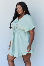 Load image into Gallery viewer, Out Of Time Full Size Ruffle Hem Dress with Drawstring Waistband in Light Sage
