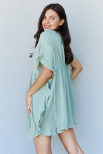 Load image into Gallery viewer, Out Of Time Full Size Ruffle Hem Dress with Drawstring Waistband in Light Sage
