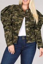 Load image into Gallery viewer, Puff Sleeve Camo Jacket
