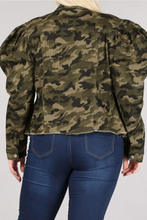 Load image into Gallery viewer, Puff Sleeve Camo Jacket
