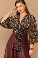 Load image into Gallery viewer, Plus Leopard Tie Blouse
