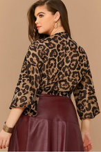 Load image into Gallery viewer, Plus Leopard Tie Blouse
