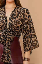 Load image into Gallery viewer, Plus Leopard Tie Blouse
