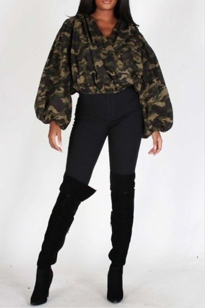 Camo Wrap Blouse