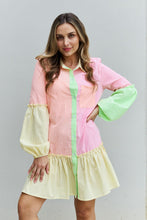 Load image into Gallery viewer, Full Size Colorblock Long Sleeve Shirt Dress
