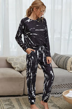 Load image into Gallery viewer, Tie-Dye Round Neck Top and Drawstring Waist Joggers Lounge Set
