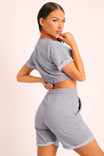 Load image into Gallery viewer, Short Sleeve Cropped Top and Drawstring Shorts Lounge Set
